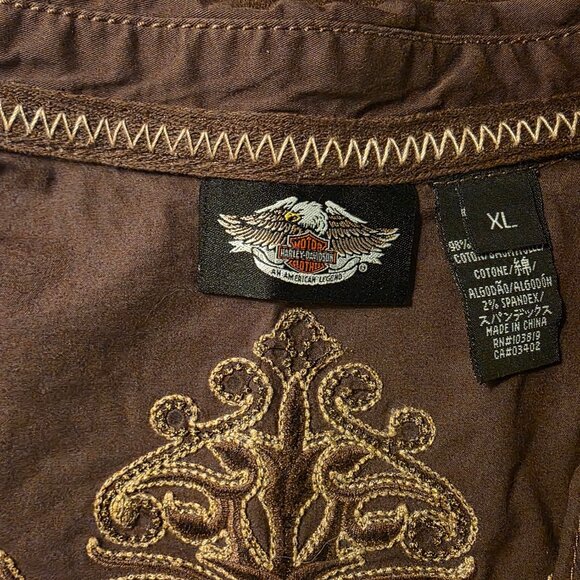 HARLEY DAVIDSON Women's Vest Top XL brown Embroidered Logo sleeveless zippered - Picture 8 of 8